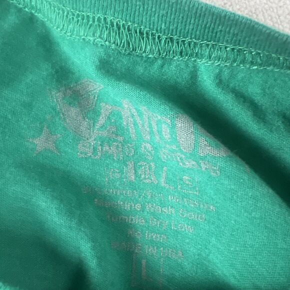 VTG Famous Stars and Straps FSAS Graphic T-shirt Girl's Large Green Crew Cotton - Picture 11 of 11